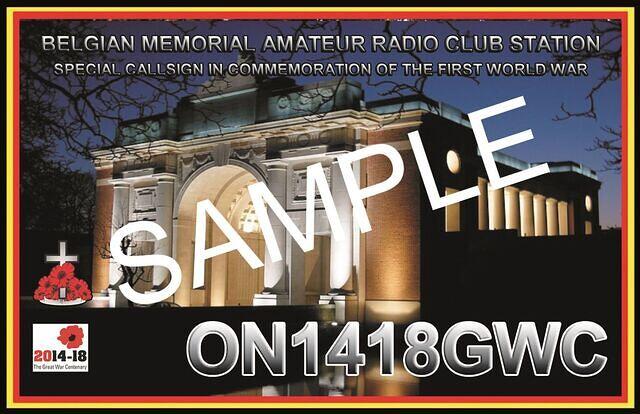 FOTO QRZ SAMPLE QSL ON1418GWC KNIP VERSIE VOORKANT vkl