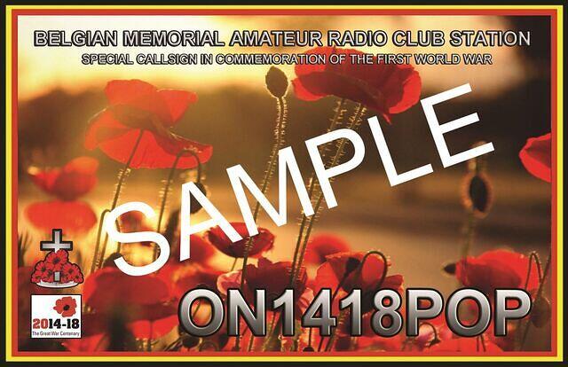 FOTO QRZ SAMPLE QSL ON1418POP KNIP VERSIE VOORKANT vkl
