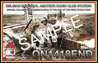 FOTO QRZ SAMPLE QSL ON1418END KNIP VERSIE VOORKANT vkl