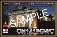 FOTO QRZ SAMPLE QSL ON1418GWC KNIP VERSIE VOORKANT vkl